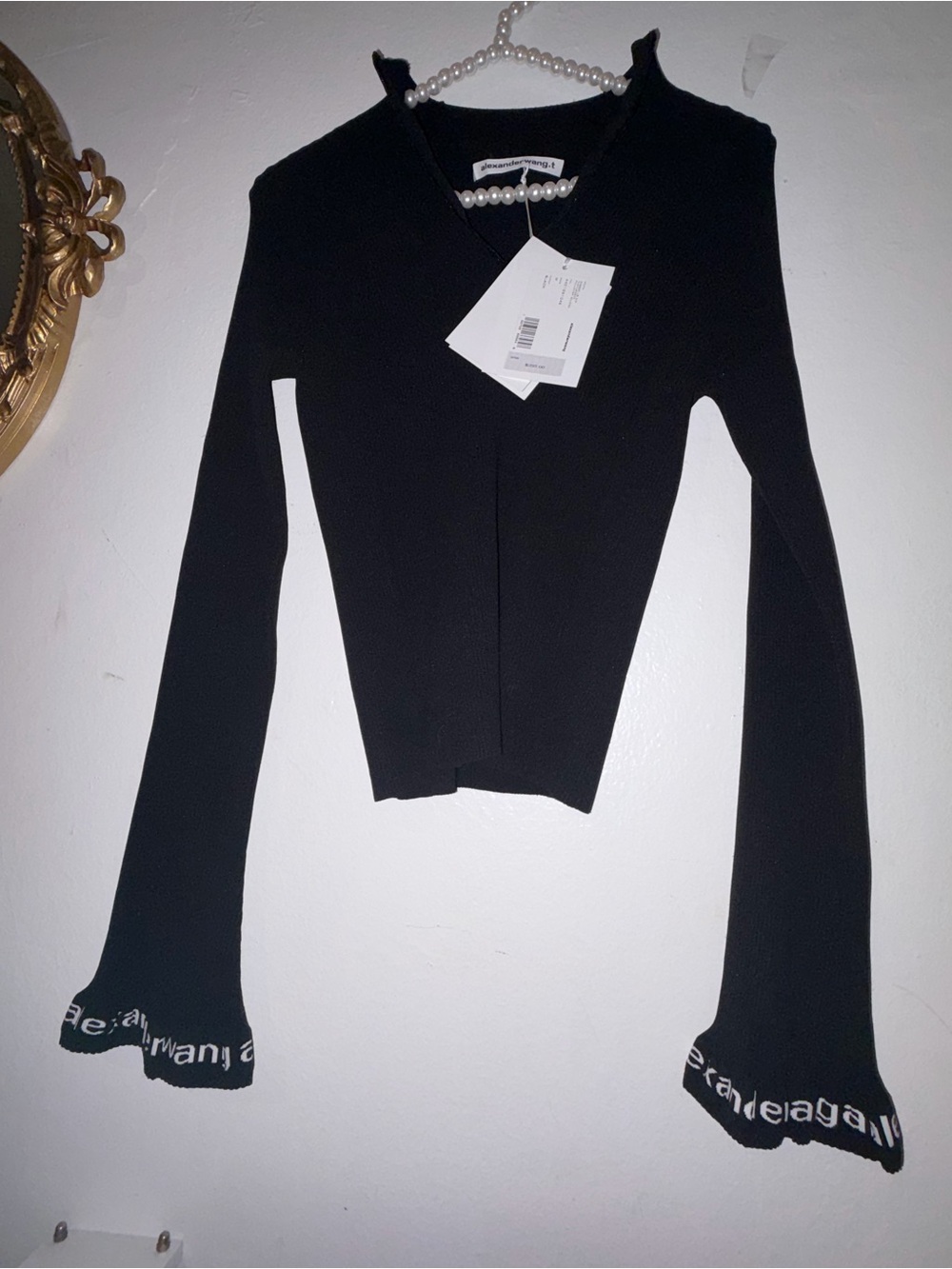 Worn once  Alexander Wang T Bell Sleeve Knit Top Black Size M $395 Retail